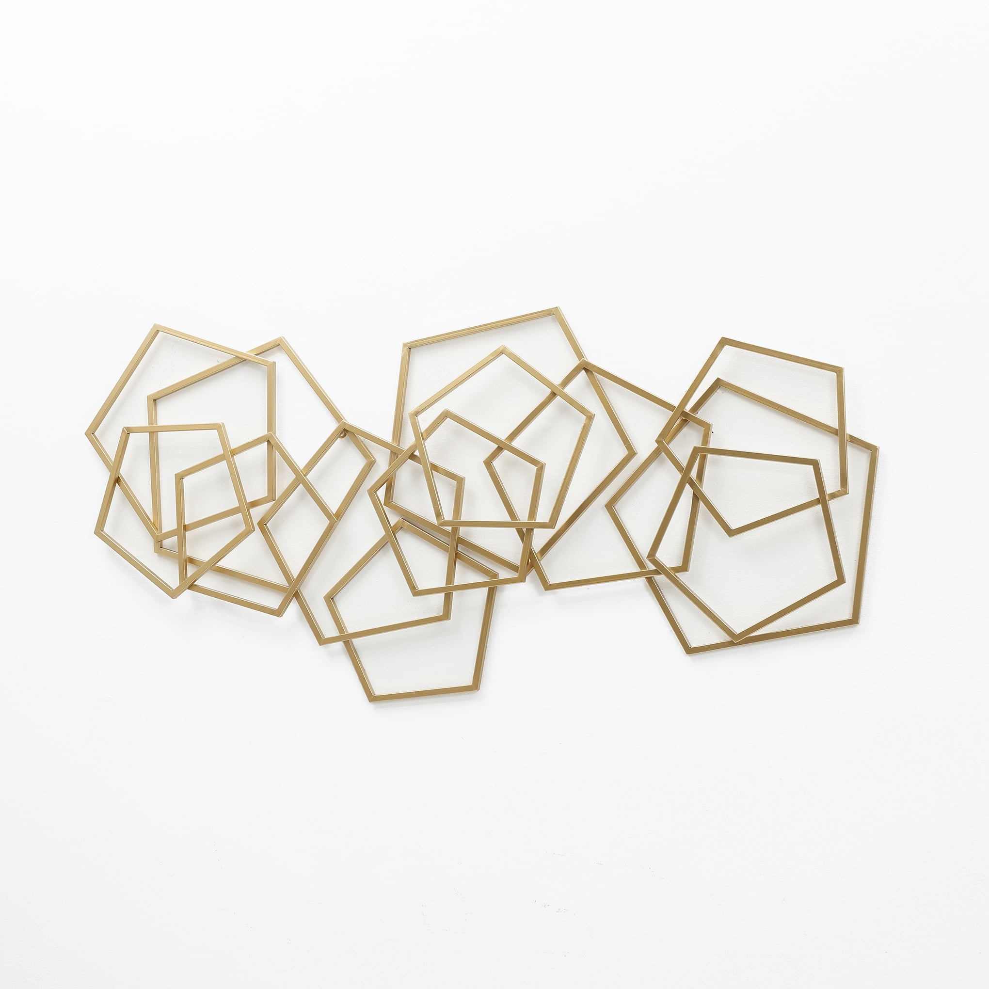 LuxenHome Gold Iron Abstract Geometric Wall Sculpture, 47.4-Inch Wide