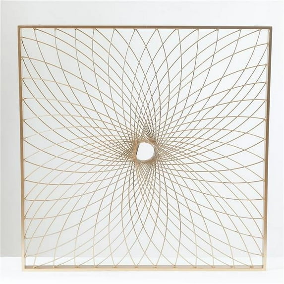 LuxenHome Gold Metal Spiral Flower Square Frame Wall Decor