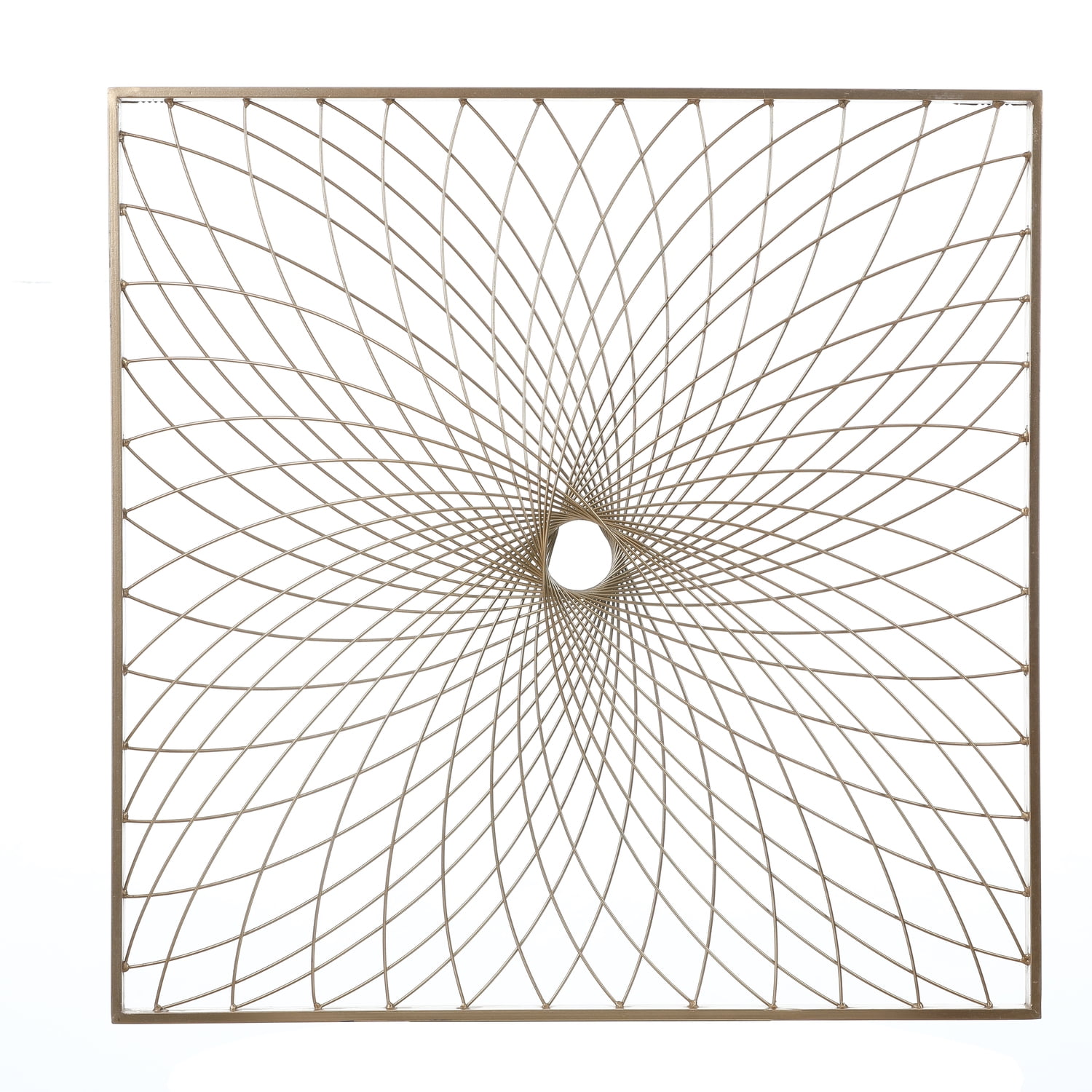 24" Gold Iron Spiral Flower Square Wall Sculpture