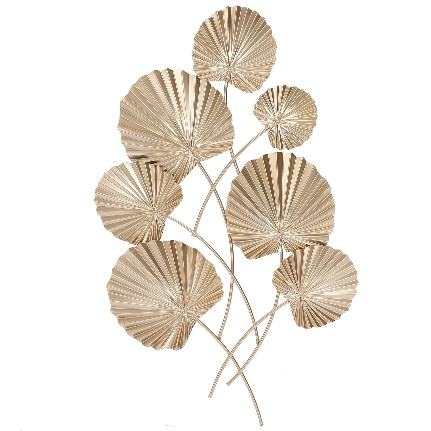 Gold Palm Leaf Metal Wall Sculpture, 37.4" Height