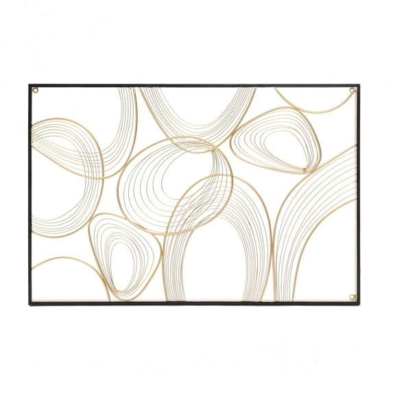 LuxenHome Gold and Black Abstract Metal Rectangular Metal Wall Decor