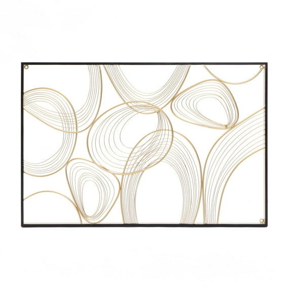 LuxenHome Gold and Black Abstract Metal Rectangular Metal Wall Decor