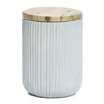 thumbnail image 1 of LuxenHome Gray Cement and Faux Wood Top Indoor Outdoor Side and End Table with Storage, 1 of 7