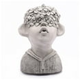 thumbnail image 1 of LuxenHome Gray MgO Kissing Flower Child Bust Planter, 1 of 9