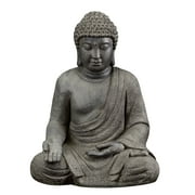LuxenHome Gray MgO Meditating Buddha Outdoor Statue