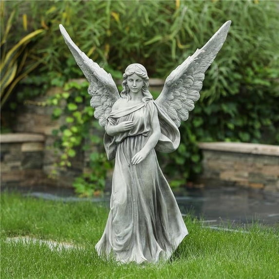 Luxen Home Gray MgO Peaceful Angel Garden Statue