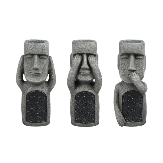 Solar Statue LuxenHome Outdoor Patio Decor - Lighted See, Hear, Speak No Evil Easter ...