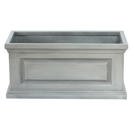 LuxenHome Gray Rectangular MgO Box Planter