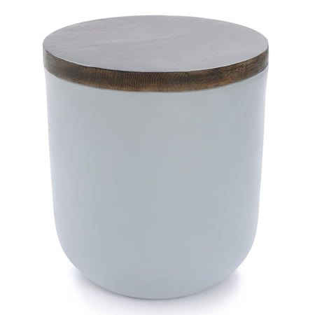 LuxenHome Gray and Brown MgO Round Side Table, Indoors and Outdoors