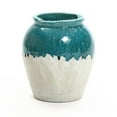 thumbnail image 1 of LuxenHome Green and White Stoneware 11.4-Inch Tall Indoor and Outdoor Jar Vase, 1 of 8