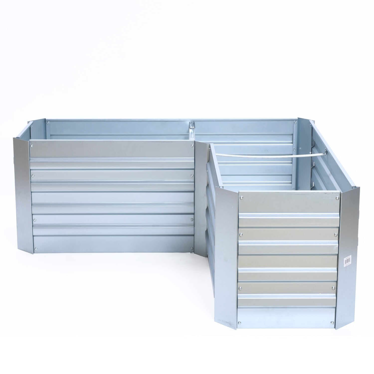 LuxenHome L-Shaped Silver Galvanized Steel Raised Garden Bed Metal