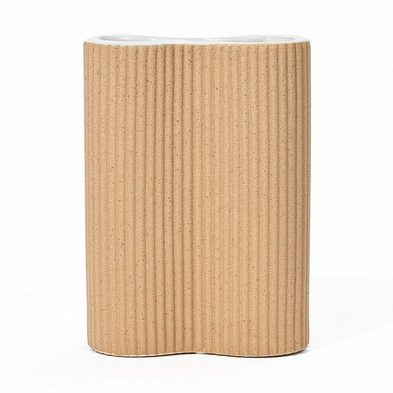 LuxenHome Light Brown Ceramic 7.7-Inch Tall Vase