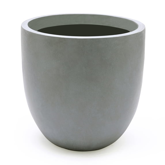 Light Gray MgO Round 12.2in. H Outdoor Planter