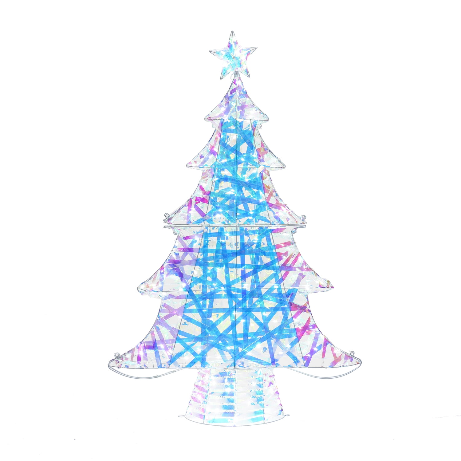 Multicolor LED Lighted Christmas Tree with Iron Frame