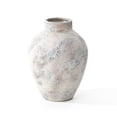 thumbnail image 1 of LuxenHome Marbled White 12 Inch Tall Round Stoneware Vase, 1 of 9