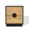 thumbnail image 1 of LuxenHome 20.5"H Night Stand, Mid Century Modern Nightstand with 2 Drawers, Boho Bedside Table with Bamboo Strips Pattern, Black, 1 of 7