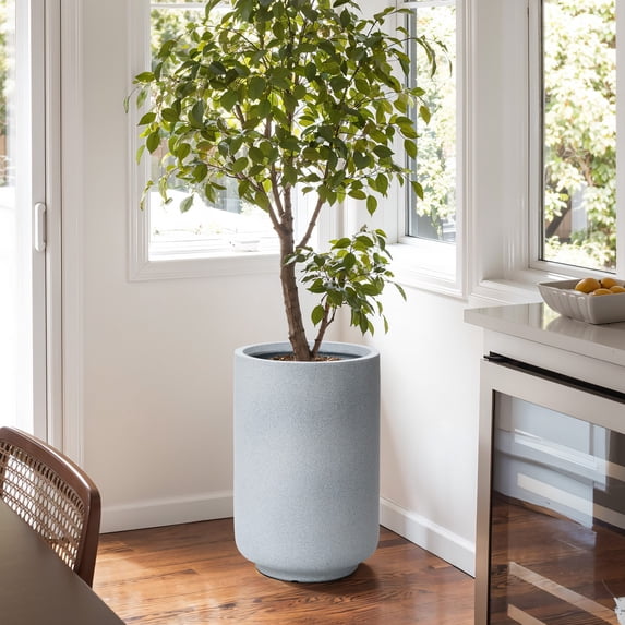 LuxenHome Minimalistic Modern Gray 23-Inch Tall Round MgO Planter
