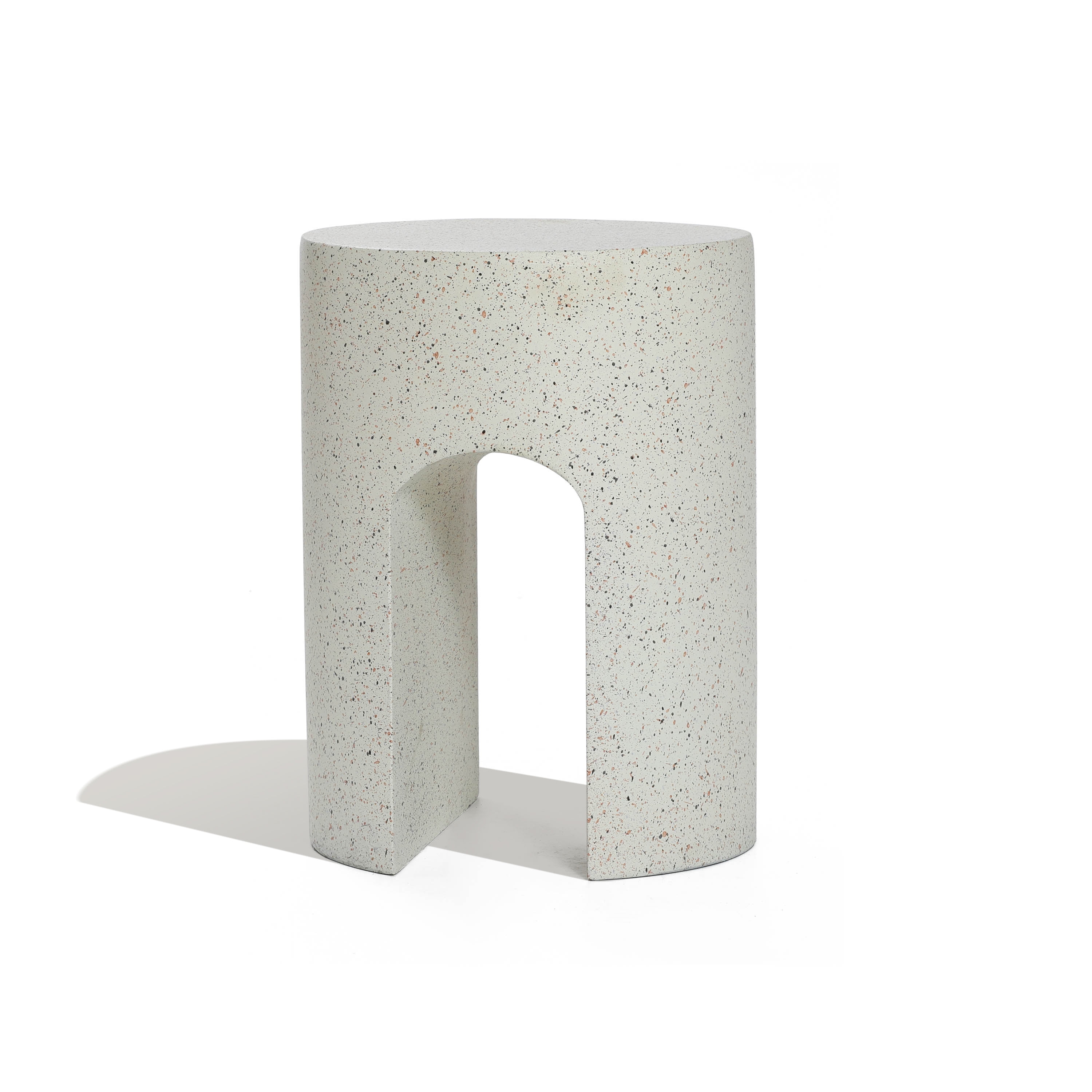 Ivory White Cement U-Shaped Outdoor Side Table