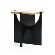 LuxenHome 19.3" Modern Square Side Table, Black End Table with Natural Wood Top, Side Table for Living Room