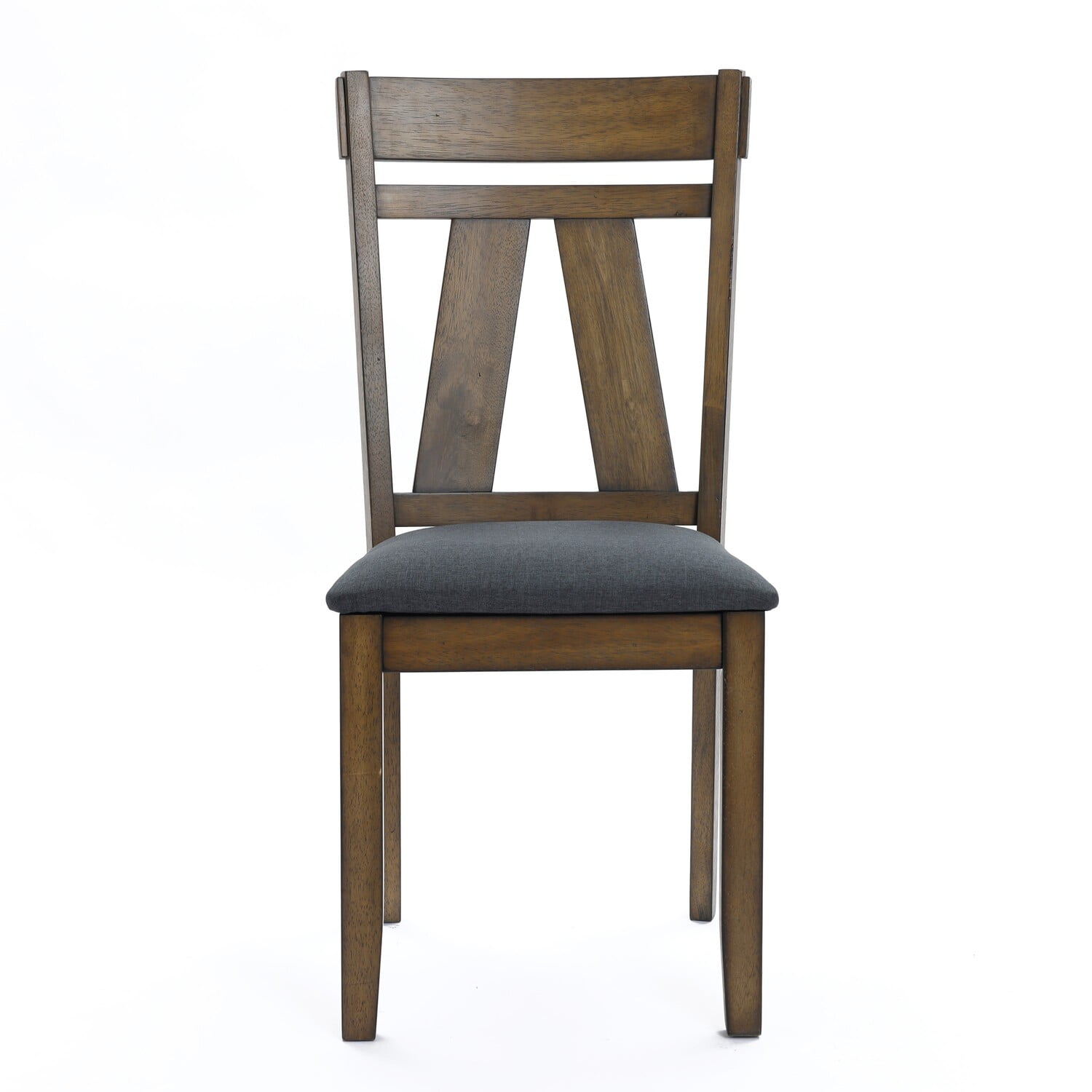Gray Upholstered Linen Side Chair with Natural Wood Frame
