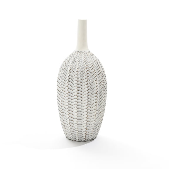 LuxenHome Modern Geometric Pattern Polyresin 23.5-Inch Tall Trumpet Vase