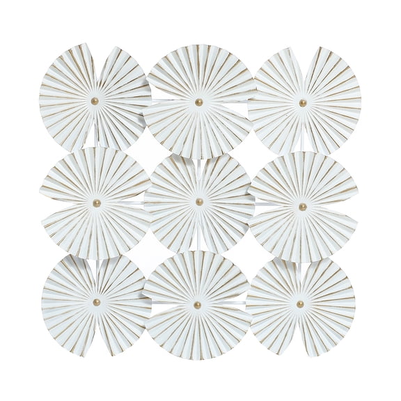 LuxenHome Modern Iron Metal Seashell Wall Decor in White and Gold
