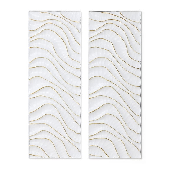 LuxenHome Modern Metal Wall Decor, 2-Piece Textured Panels with Sculpted Wave Design