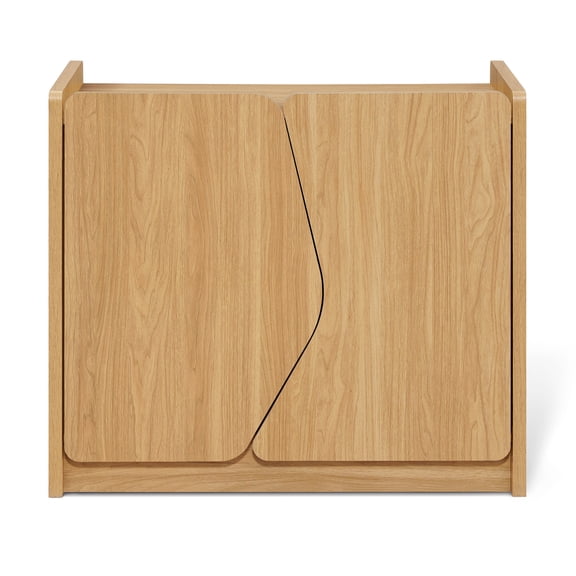 LuxenHome Modern Storage and Sideboard Cabinet, 2 Doors with Soft-Close Hinges, Raised Sides