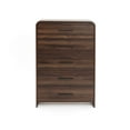 thumbnail image 1 of LuxenHome Modern Walnut Finish 5-Drawer Chest, Engineered Wood Storage Dresser with Rounded Corners, 1 of 12