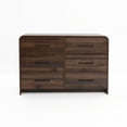 thumbnail image 1 of LuxenHome Modern Walnut Finish 6-Drawer Dresser, Engineered Wood Storage Chest with Rounded Corners, 1 of 12
