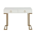 thumbnail image 1 of LuxenHome Modern White Manufactured Wood with Gold Legs 2-Drawer Writing Desk, 1 of 11