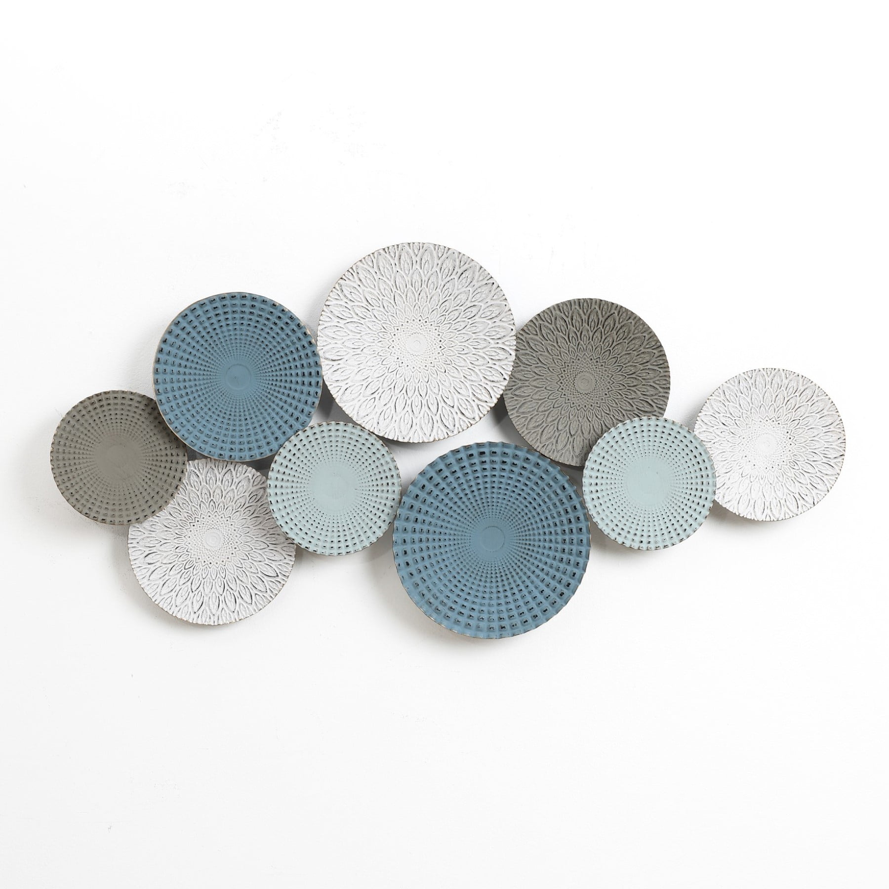LuxenHome Multi-Color Distressed Plates 43.3-Inch Wide Abstract Metal ...