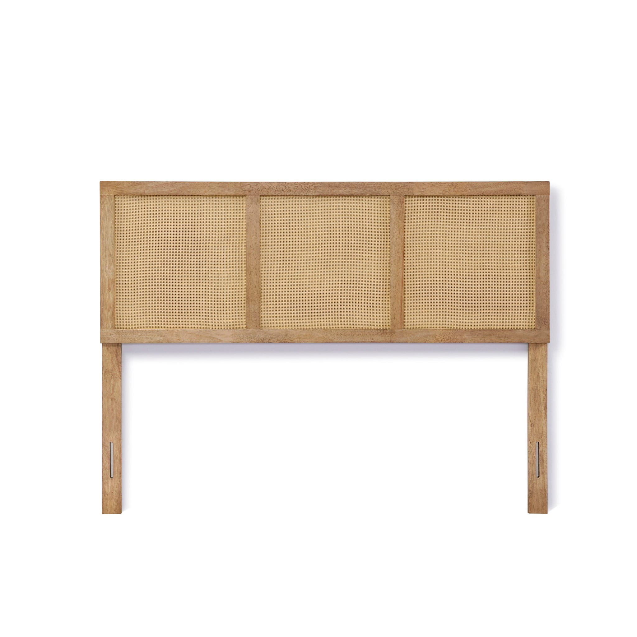 Natural Rubberwood and Rattan King Headboard