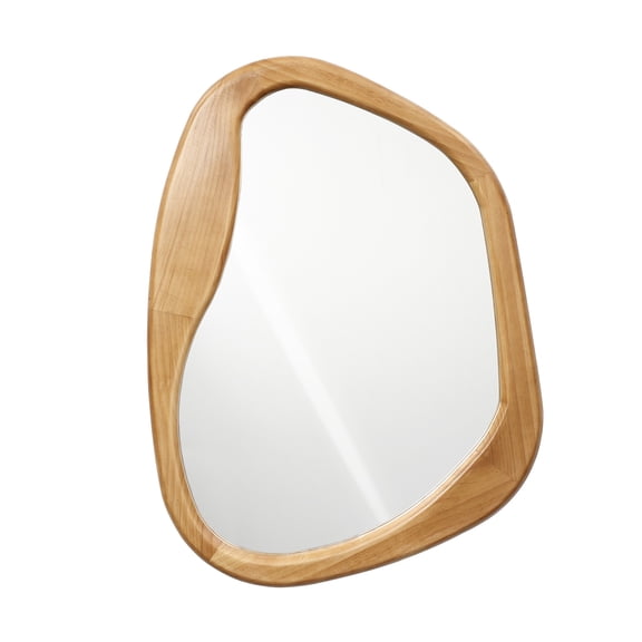 LuxenHome Natural Pine Wood Frame Irregular Oblong Wall Mirror
