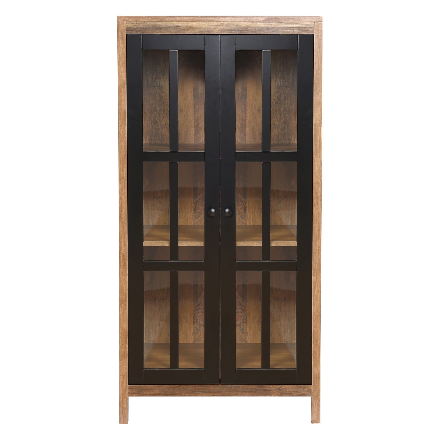 LuxenHome Natural Wood Glass 2 Door 47.25