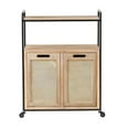 thumbnail image 1 of LuxenHome Natural Wood Laundry and Storage Cart, 1 of 5