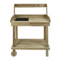 thumbnail image 1 of LuxenHome Natural Wood Mobile 1-Drawer 2-Shelf Potting Bench with Storage, 1 of 6