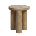 thumbnail image 1 of LuxenHome Oak Finish Manufactured Wood Round Side Table with 3 Pillar Legs, 1 of 9