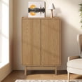 thumbnail image 1 of LuxenHome Oak Manufactured Wood 2-Door 31.1" W x 48.7" H Cabinet with Tray Top, 1 of 7