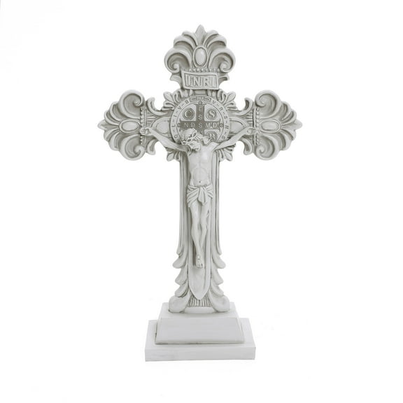 LuxenHome Off White Polyresin Holy Cross Jesus Crucifix 1.6-Feet Tall Statue