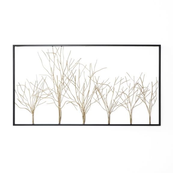 LuxenHome Oversized Metal Tree Wall Sculpture, Minimalist Iron Artwork, 40" Wide