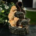 thumbnail image 1 of LuxenHome Outdoor Water Fountain, 26" Puppy and Rock Resin Water Fountains Indoor with LED Lights, 1 of 10