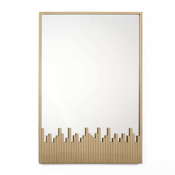 LuxenHome Rectangular Wall Mirror 32"L x 21.5"W Large Modern Gold Metal Frame Decorative Wall Mirror