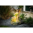 thumbnail image 1 of LuxenHome Resin Fairy Garden Outdoor Fountain with LED Light, 1 of 5