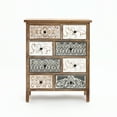 thumbnail image 1 of LuxenHome 8-Drawer 32" H x 25.8" W Rustic Carved Wood Accent Chest, 1 of 11