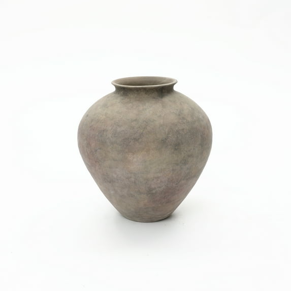 LuxenHome Rustic Ceramic Vase, 10.2" Tall Terracotta Pot with Earthy Gray-Brown Finish, Handcrafted