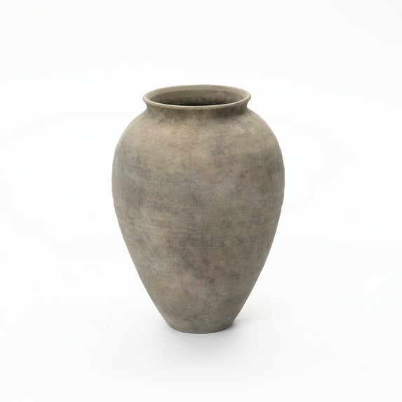LuxenHome Rustic Ceramic Vase, 17.7" Tall Terracotta Pot with Earthy Gray-Brown Finish, Handcrafted