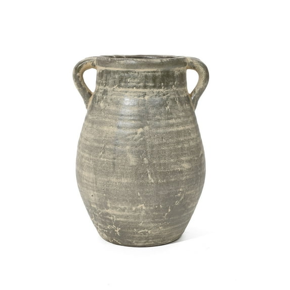 LuxenHome Rustic Farmhouse Brown Jug 12.5 Inch Tall Terracotta Vase