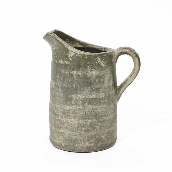 LuxenHome Rustic Farmhouse Brown Pitcher Terracotta Vase