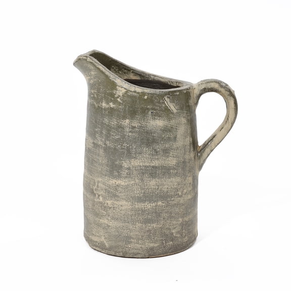 LuxenHome Rustic Farmhouse Brown Pitcher Terracotta Vase